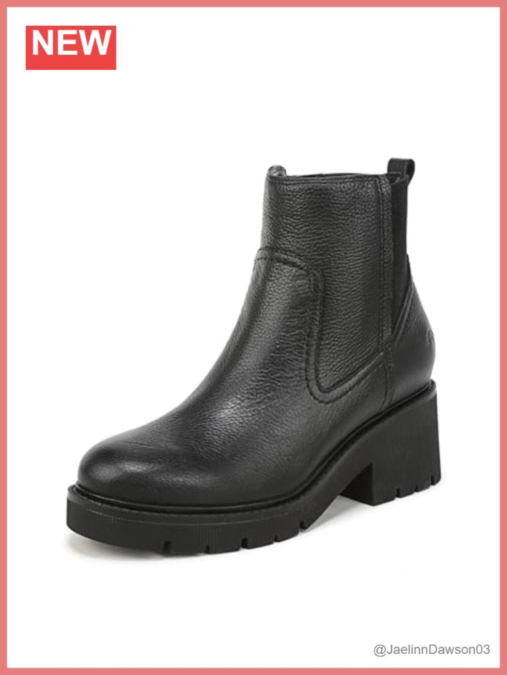 Water Repellent Leather Ankle Bootie with Lug Sole